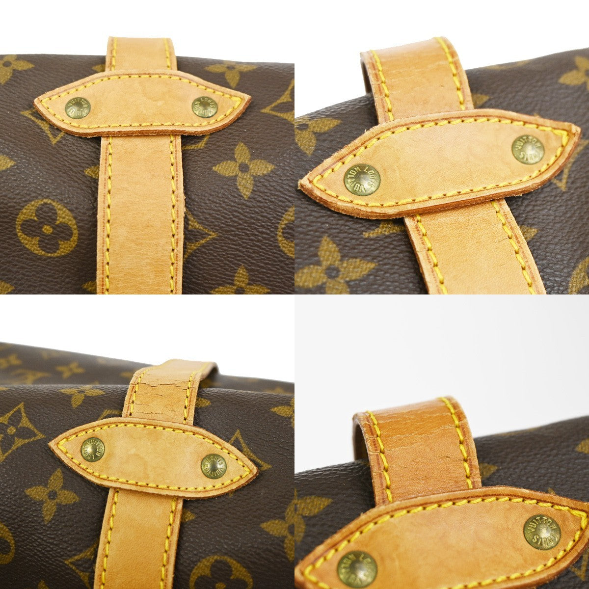 LOUIS VUITTON Logo Saumur 43 Shoulder Bag Monogram Leather Brown M42252 12YH900