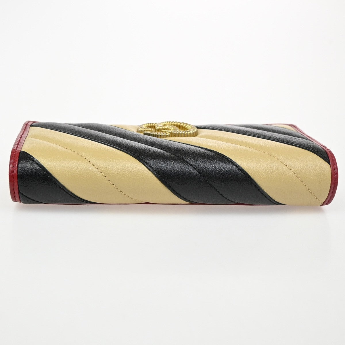 GUCCI GG Logo Marmont Continental Long Wallet Leather Black Beige Red 82RL528