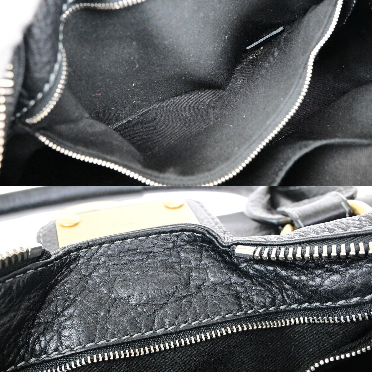 CHLOE Logo Paddington Shoulder Hand Bag Leather Black GHW Italy 38RK781
