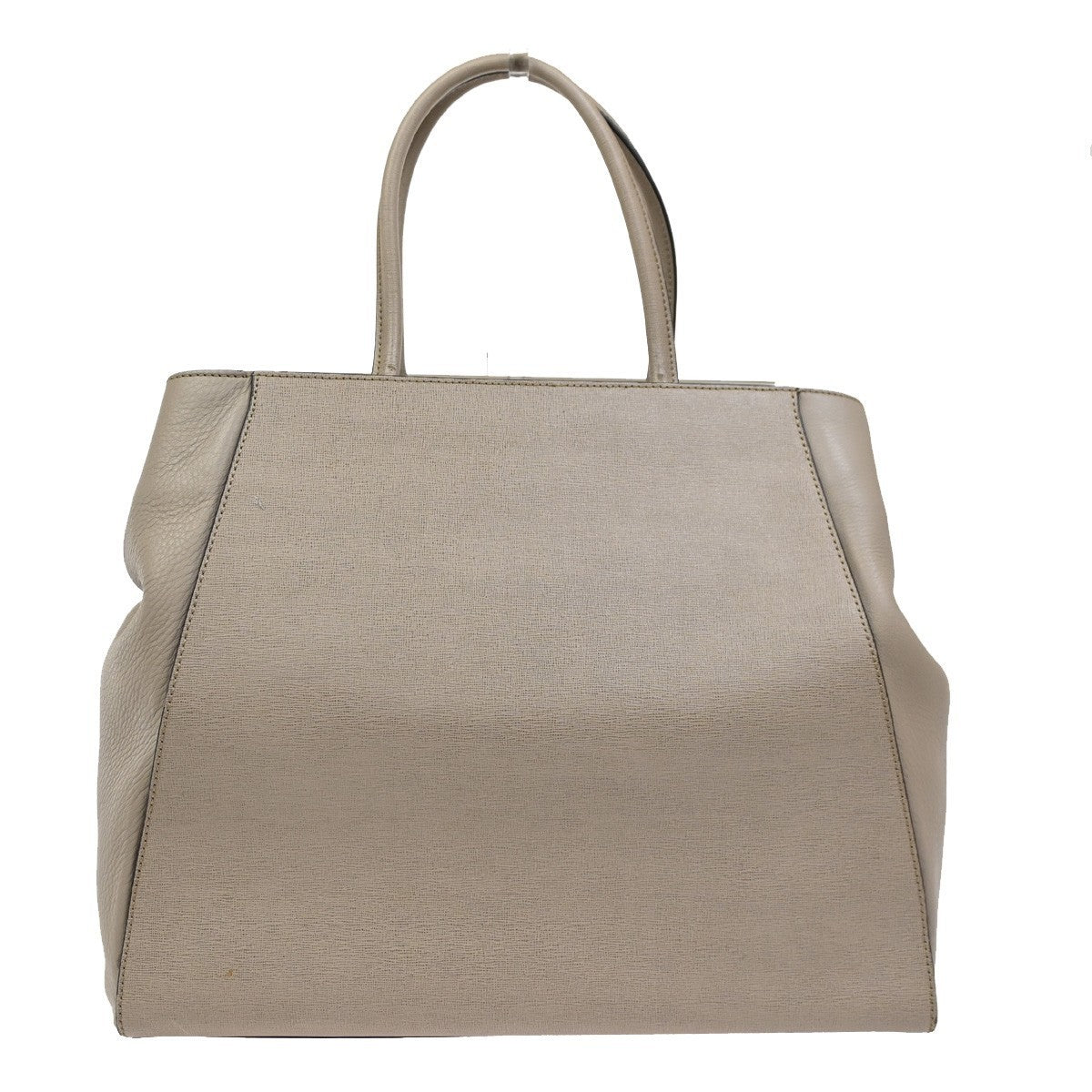 FENDI Logo Large 2Jours Hand Tote Bag Leather Beige Greige SHW Italy 32YH863