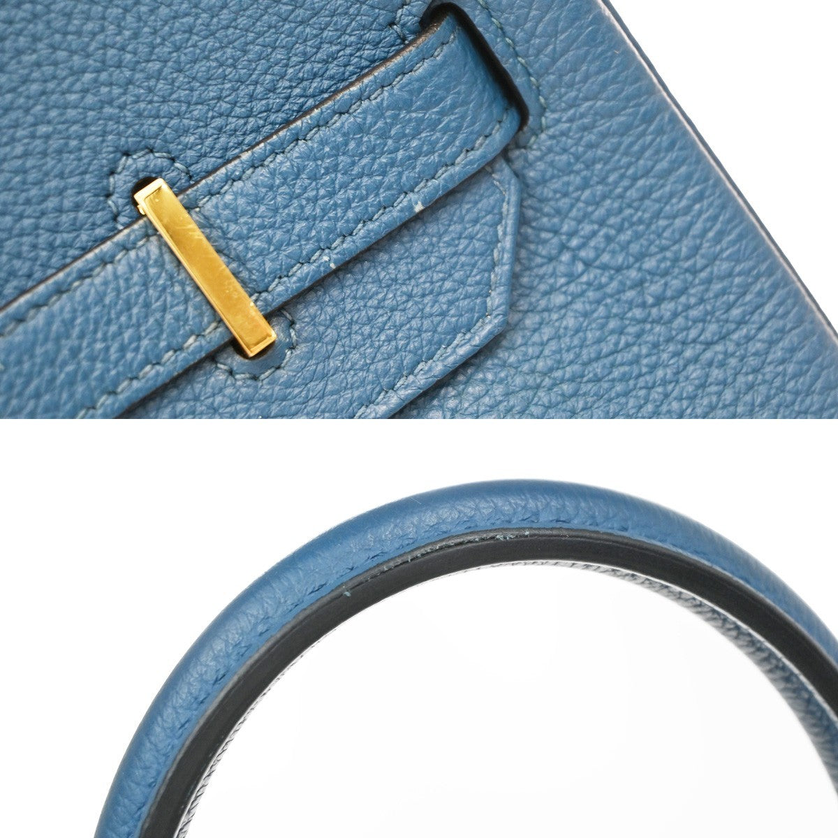 HERMES Birkin 35 Hand Bag Togo Leather Square Q Blue de Galice GHW 6600LC640