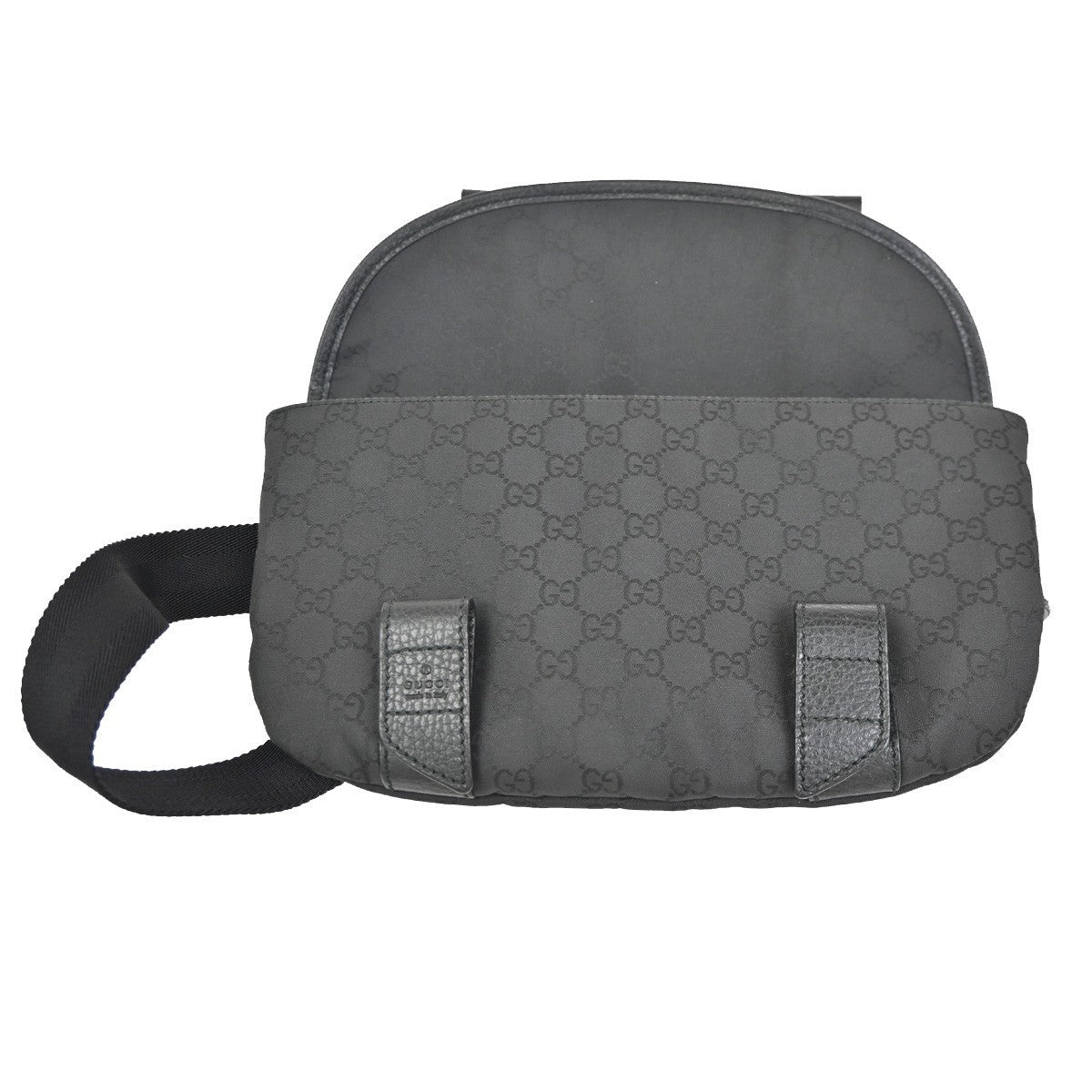 GUCCI Logo GG Pattern Mini Waist Belt Bag Canvas Leather Black SHW Italy 79ZA364