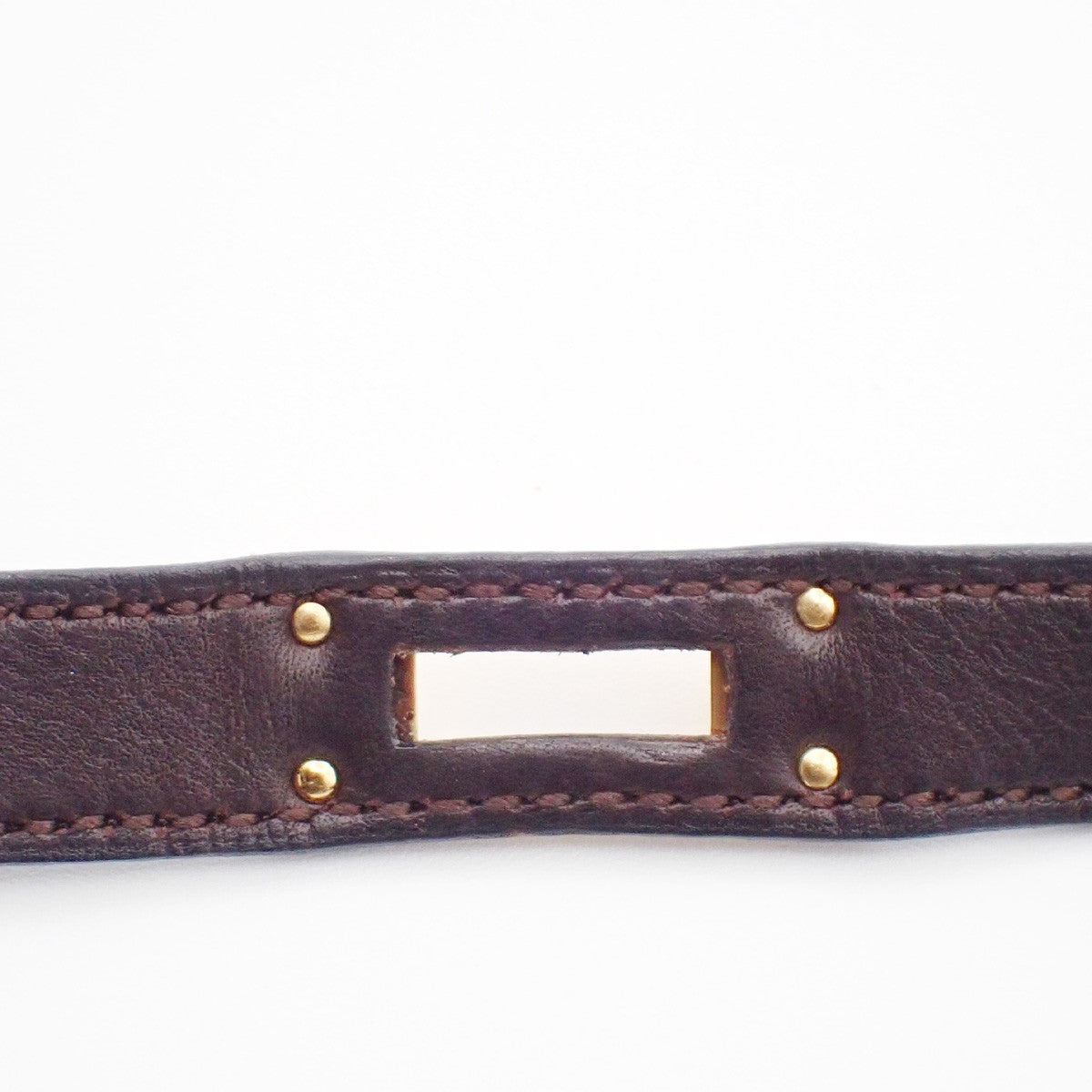 HERMES Kelly Double Tour Choker Bracelet Leather Brown GHW France 62RL901