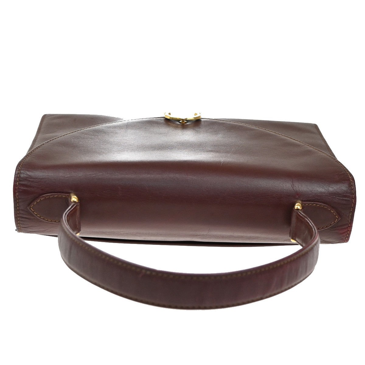 MUST DE CARTIER 2C Logo Hand Bag Leather Red GHW Italy 09KB667