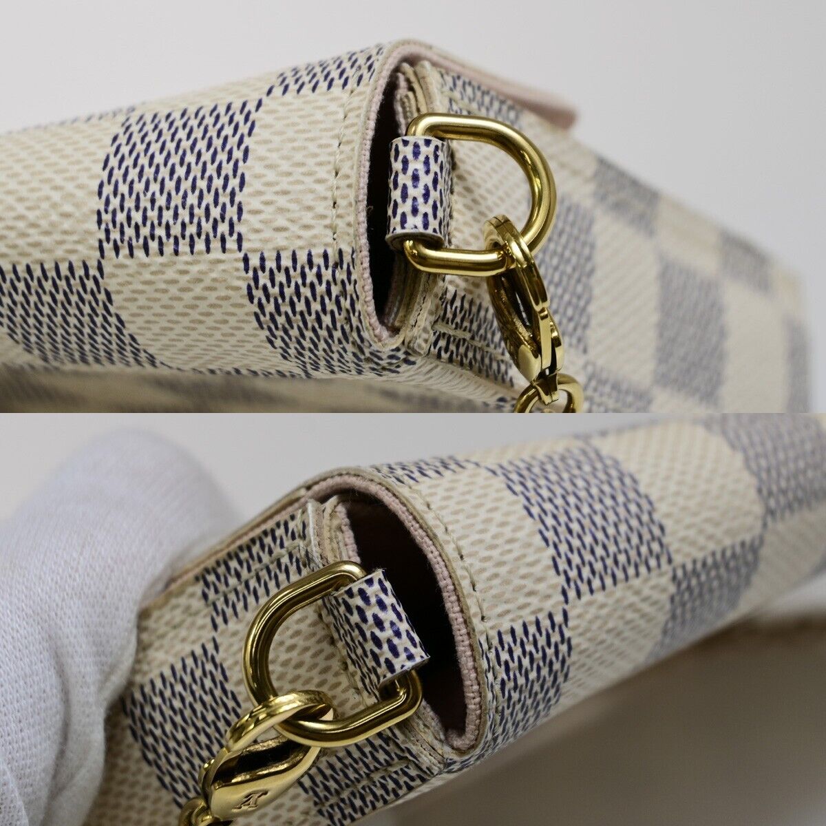 LOUIS VUITTON Felicie Pochette Chain Shoulder Bag Damier Azur WE N63106 99FB120