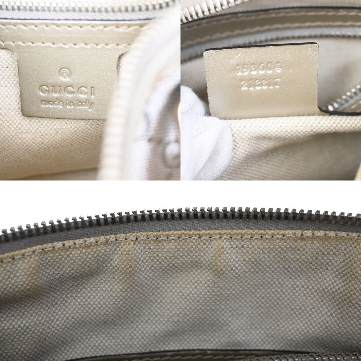 GUCCI Logo Imprime GG Pattern Hand Tote Bag PVC Leather Silver Italy SHW 89KC688