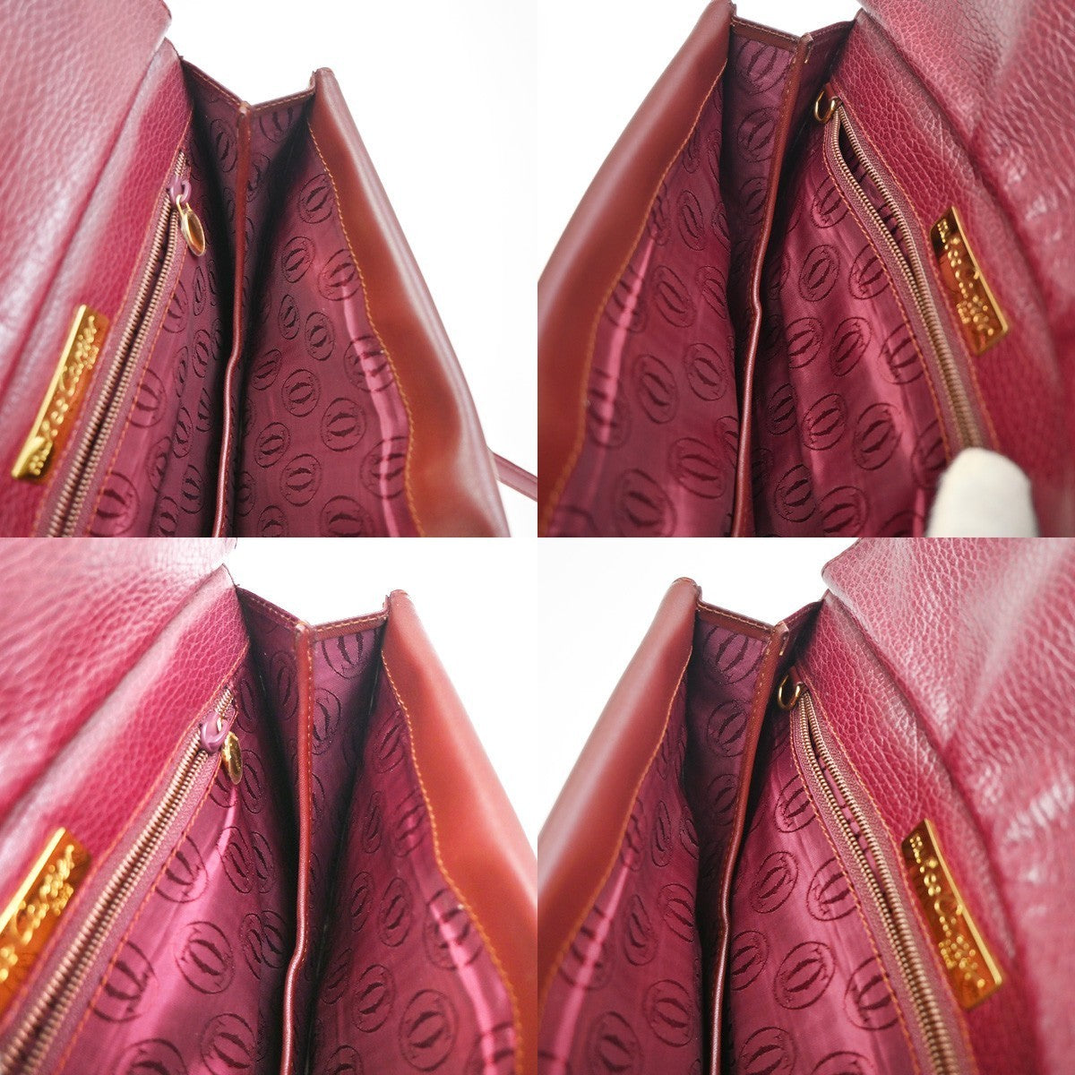 MUST DE CARTIER 2C Logo Shoulder Bag Leather Red GHW Spain 38CA704
