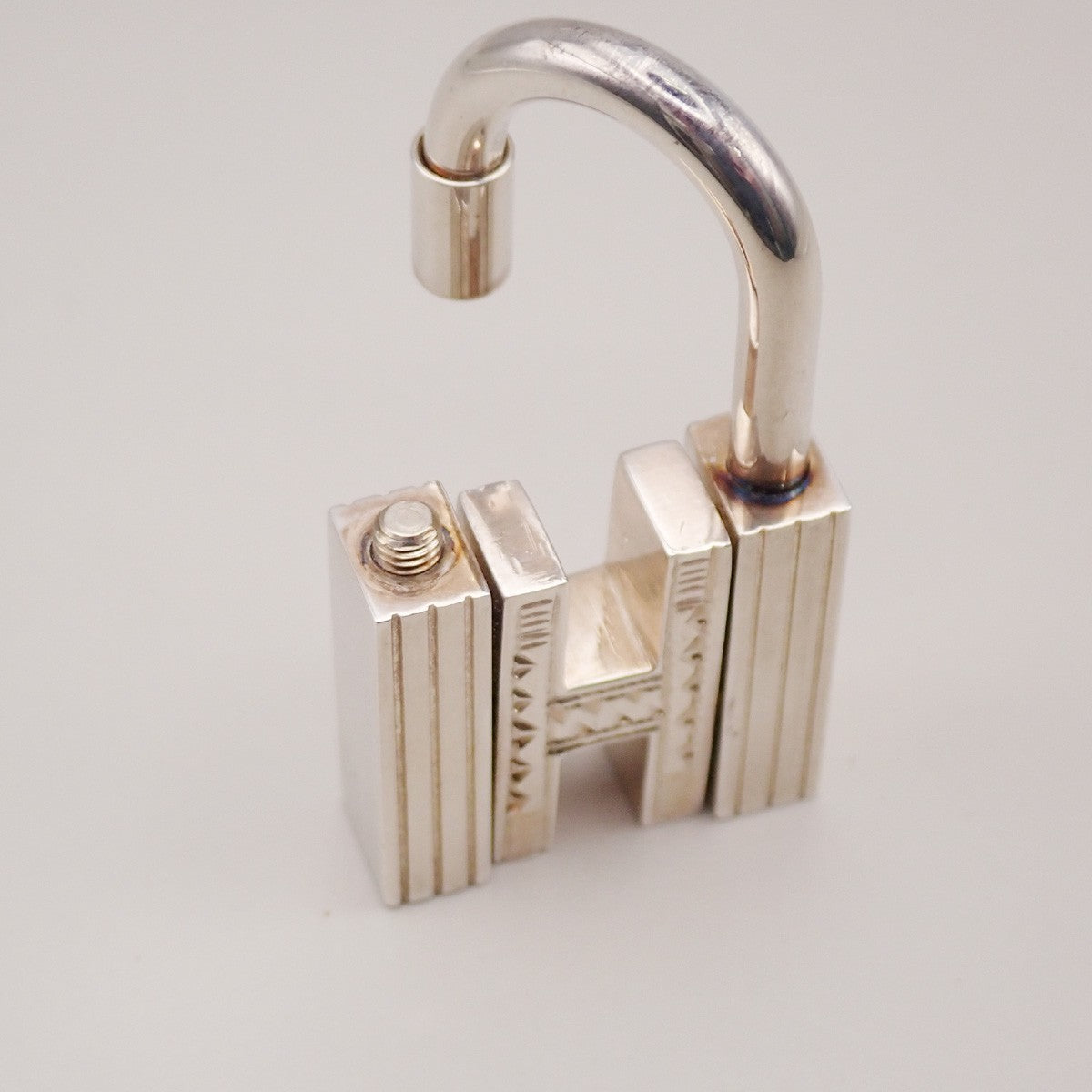HERMES Logo Touareg H Cadena Padlock Charm Silver 925 SHW Accessory 31RL887