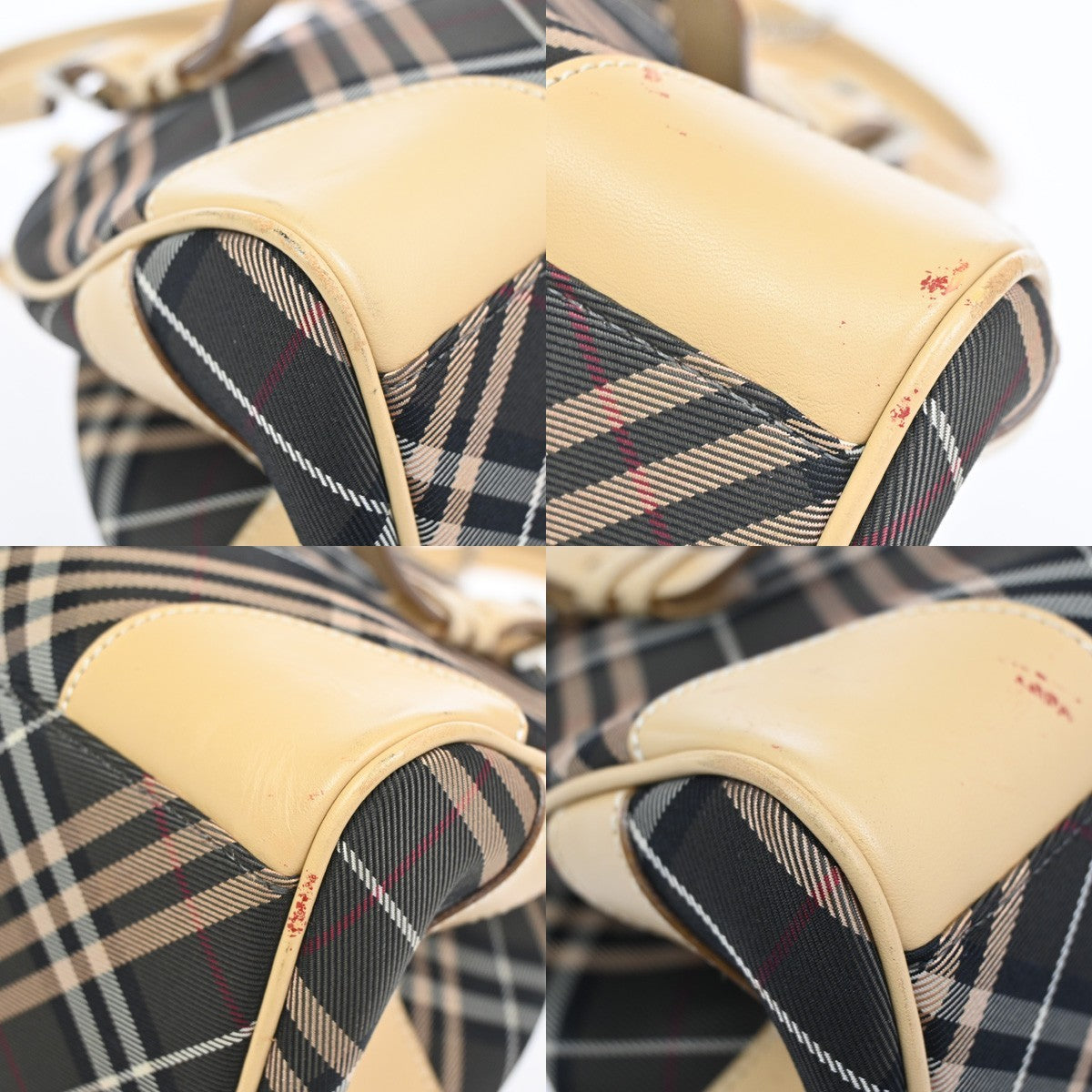 BURBERRY BLUE LABEL Nova Check Tote Bag Heart Charm Canvas Leather Brown 63KC467