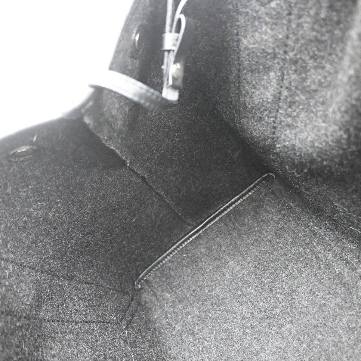 BALENCIAGA Logo Navy Cabas S Hand Bag Wool Felt Fabric Leather Black 30YH822