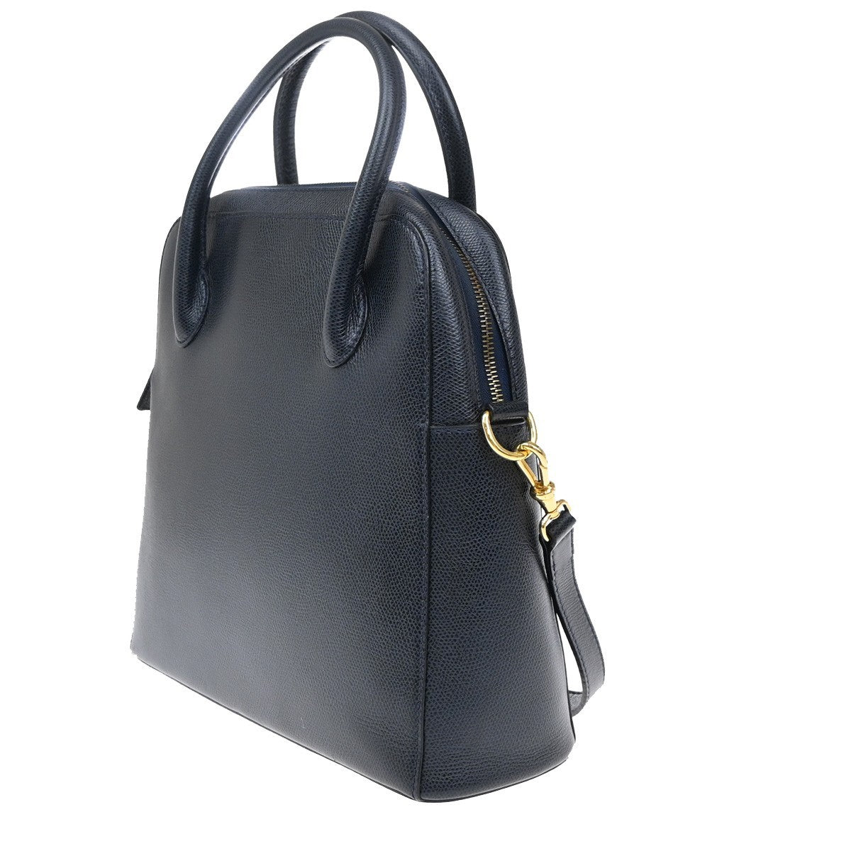CELINE Logo 2way Shoulder Hand Bag Leather Blue Italy 76RF735