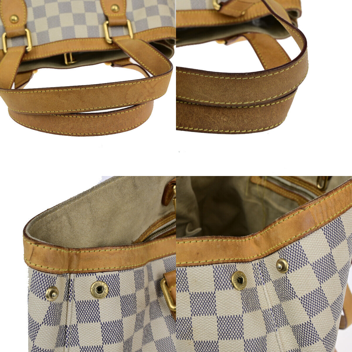 LOUIS VUITTON Hampstead PM Shoulder Bag Damier Azur Leather White N51207 77YF415