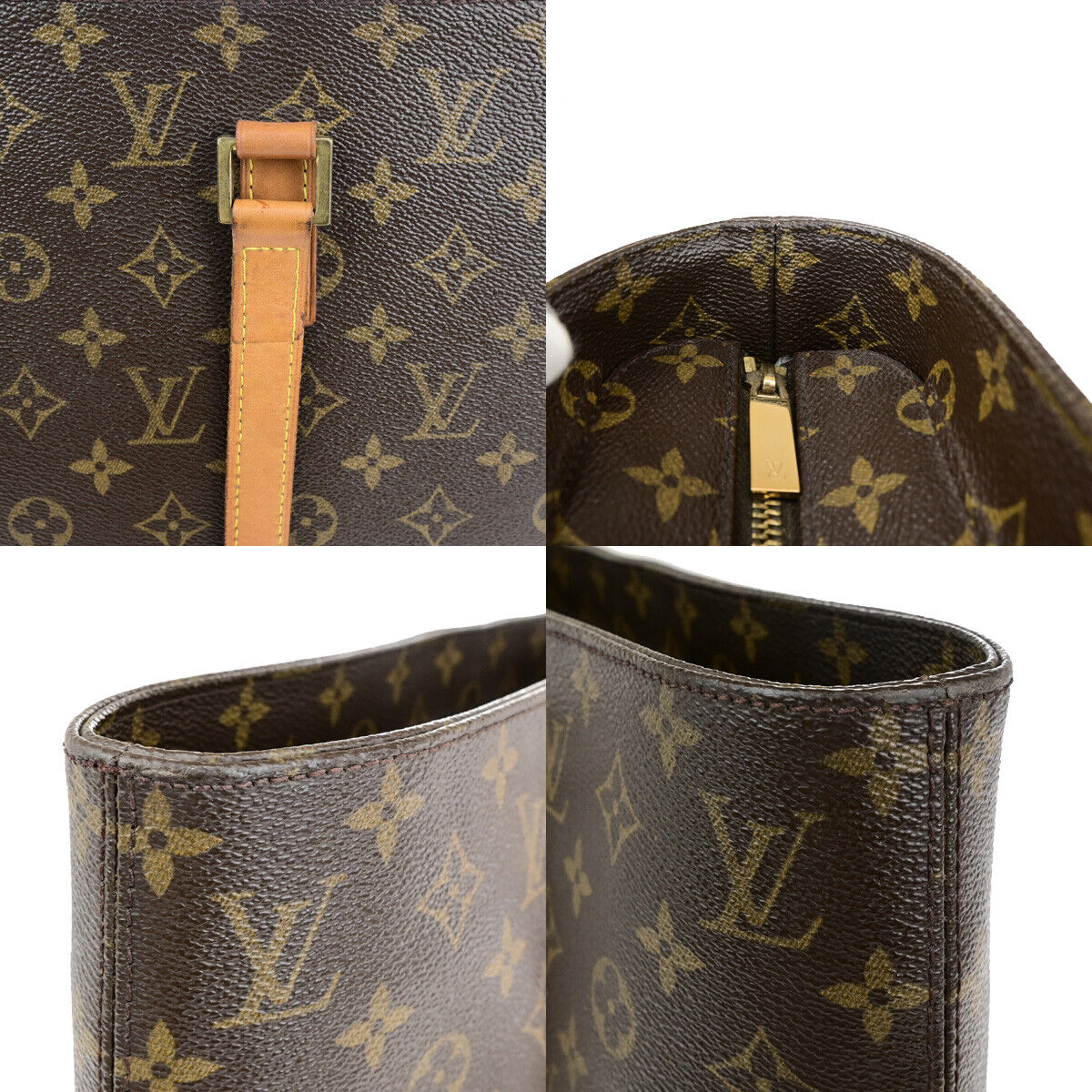 LOUIS VUITTON Logo Luco Shoulder Tote Bag Monogram Leather Brown M51155 87SJ459
