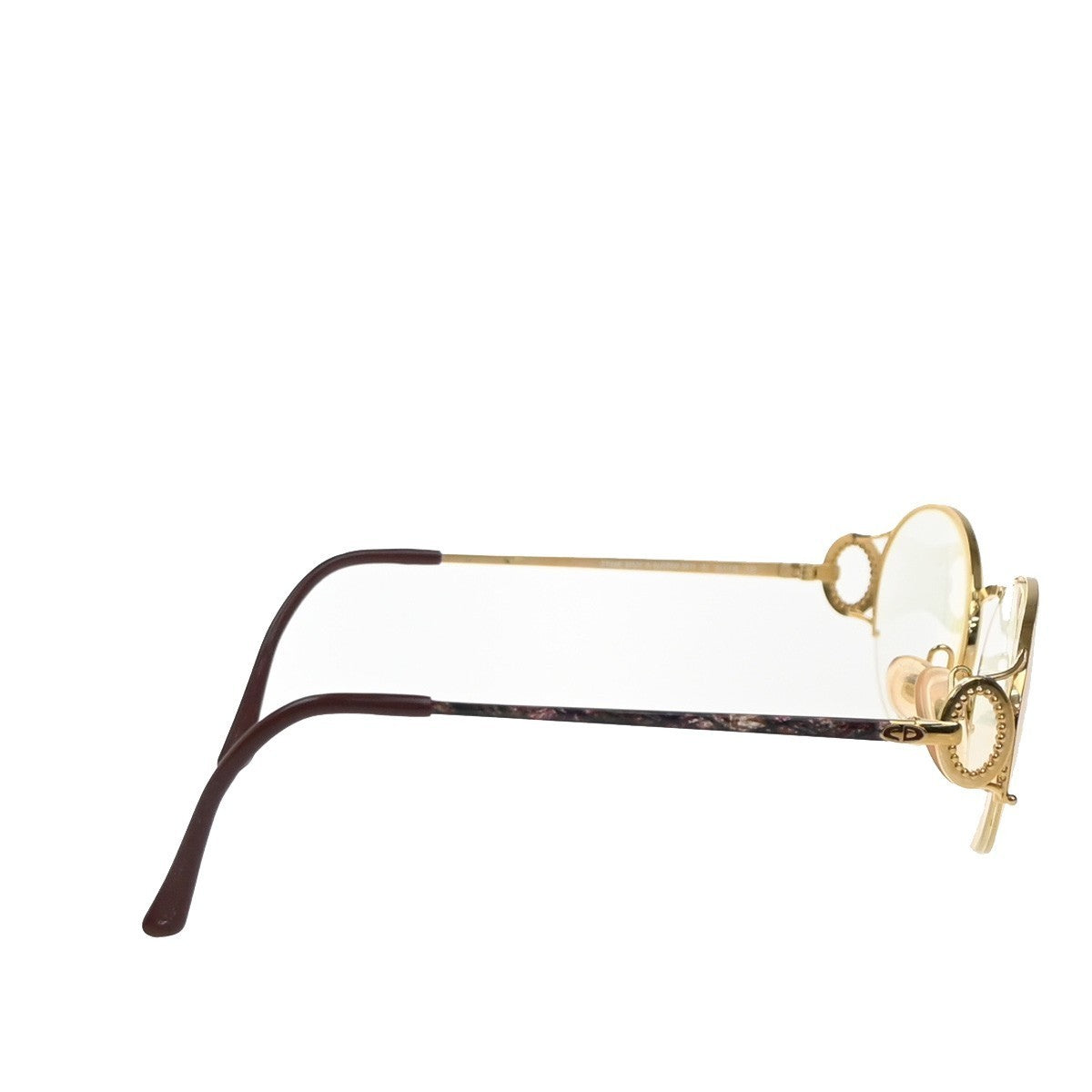 CHRISTIAN DIOR Logo Reading Glasses Eye Wear Metal Plastic Gold Red 09KP535