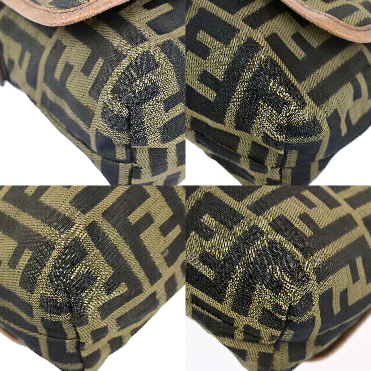 FENDI Logo Zucca Pattern Shoulder Bag Canvas Leather Brown GHW Italy 34SJ494