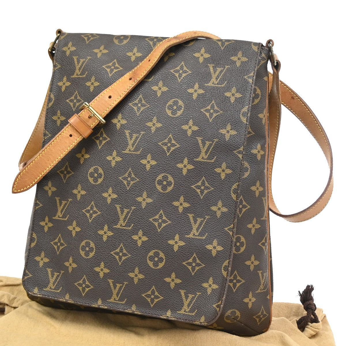 LOUIS VUITTON Musette Shoulder Bag Monogram Leather Brown France M51256 81KC182