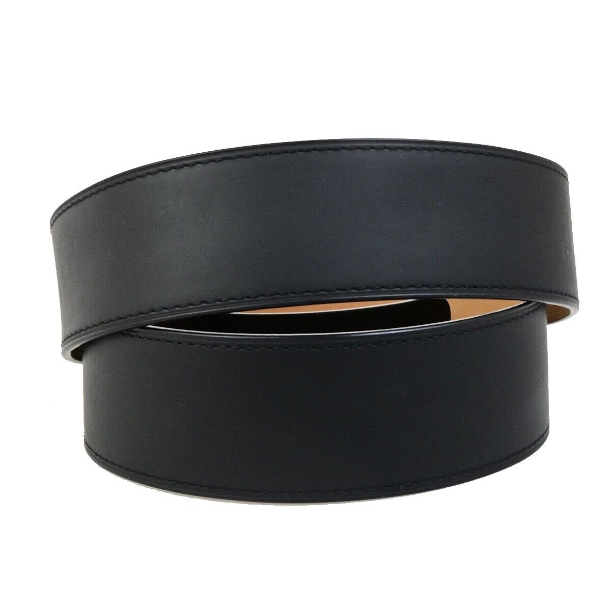 LOUIS VUITTON Logo Ceinture Jeans Belt Leather Black Silver Spain M6812 36FB286