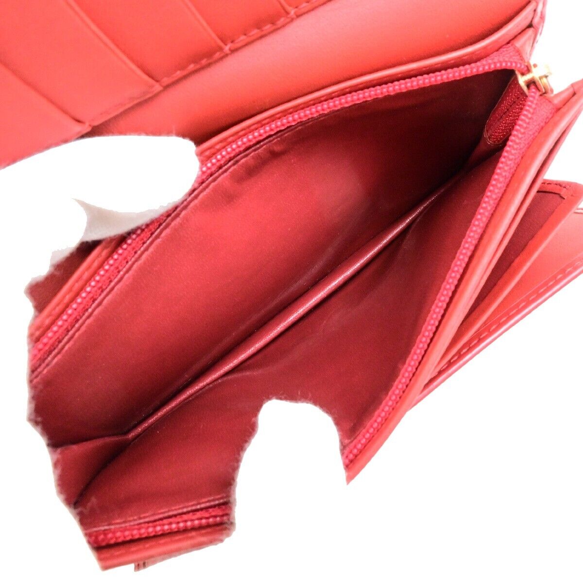 LOEWE Logo Trifold Wallet Purse Leather Red Made In Spain 66FB291