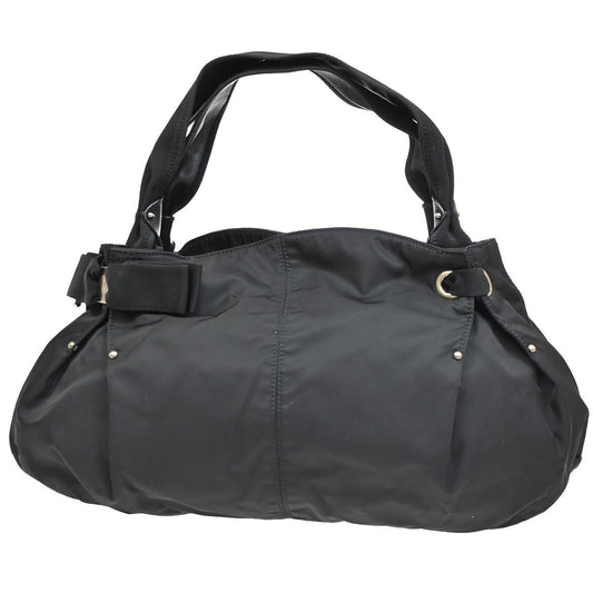 SALVATORE FERRAGAMO Vara Ribbon Handbag Nylon Leather Black Italy 68KC071