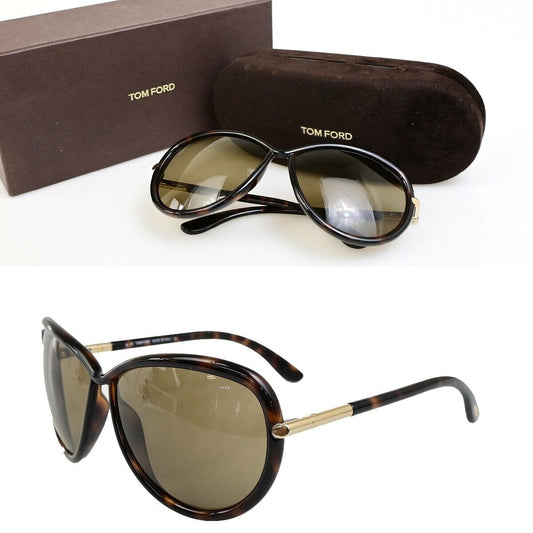 TOM FORD Logo Sabrina Sunglasses  Eye Wear Plastic Brown Gold  TF161  02FA053