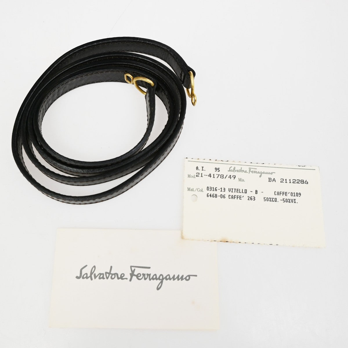 SALVATORE FERRAGAMO Vara 2Way Hand Bag Canvas Leather Brown Gold Italy 64TA067