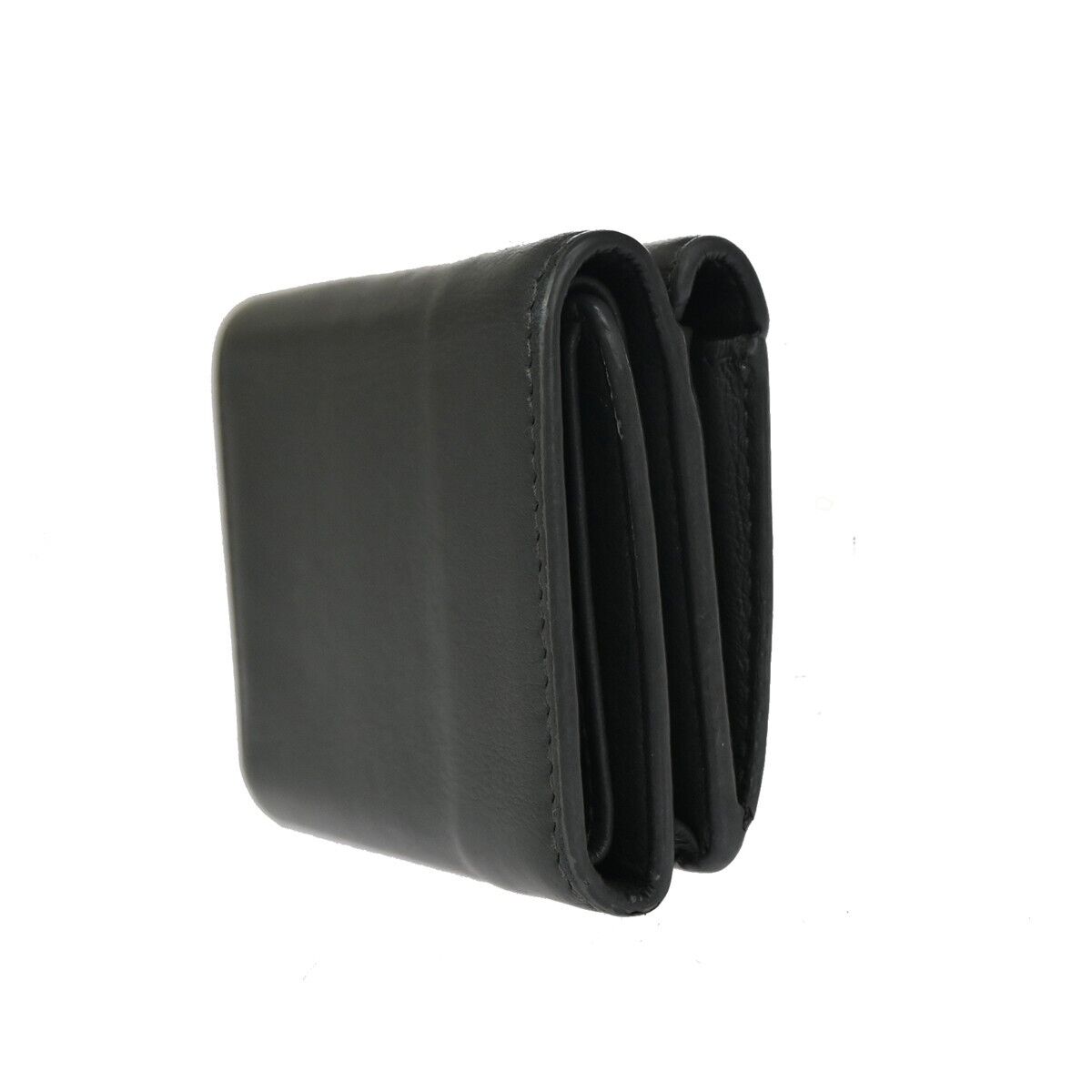 BALENCIAGA Paper Mini Trifold Wallet Purse Leather Gray Silver Italy 09DA072