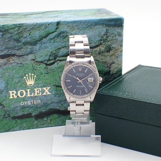 ROLEX Oyster Oerpetual Date 15210 Watch 34mm Blue Dial Stainless Steel 150LC535