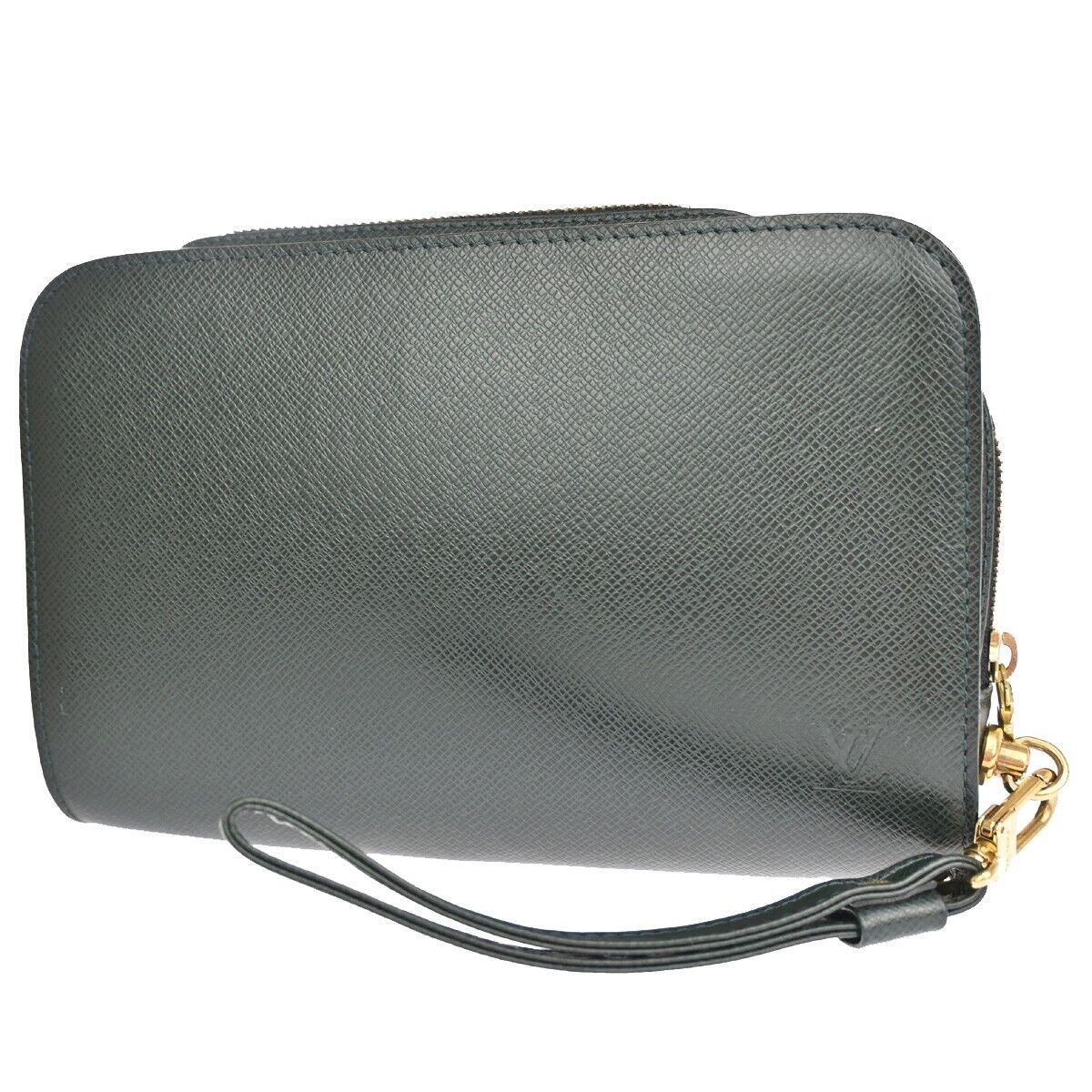 LOUIS VUITTON LV Logo BAIKAL Clutch Hand Bag Taiga Leather Epicea M30184 63FA407