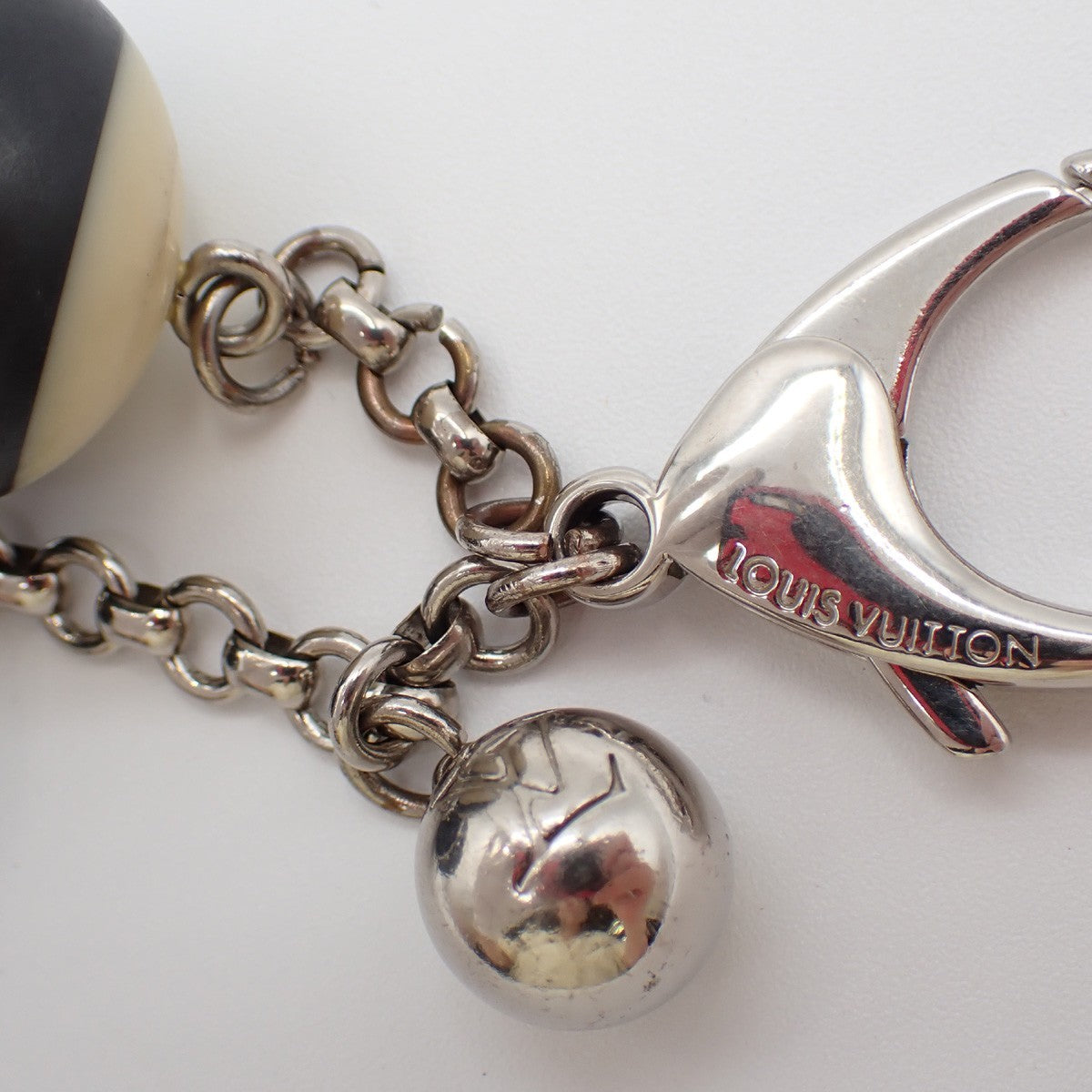 LOUIS VUITTON Logo Bijoux Sac Mini Lin Bag Charm Silver Black M65701 61KP112