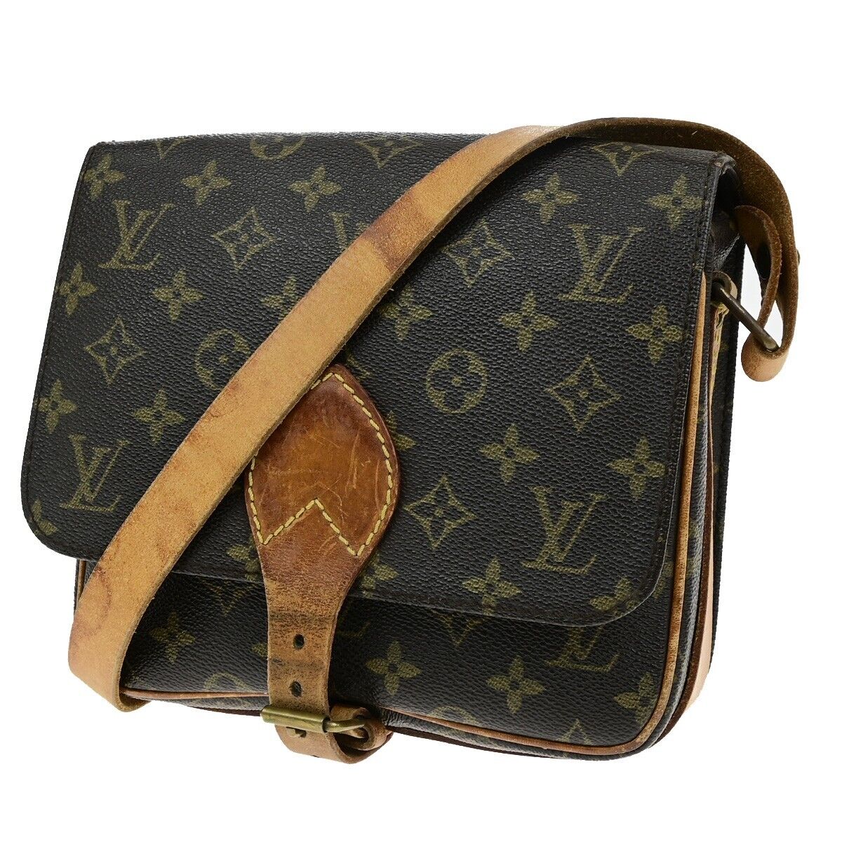 LOUIS VUITTON Cartouchiere MM Shoulder Bag Monogram Leather Brown M51253 33ED897