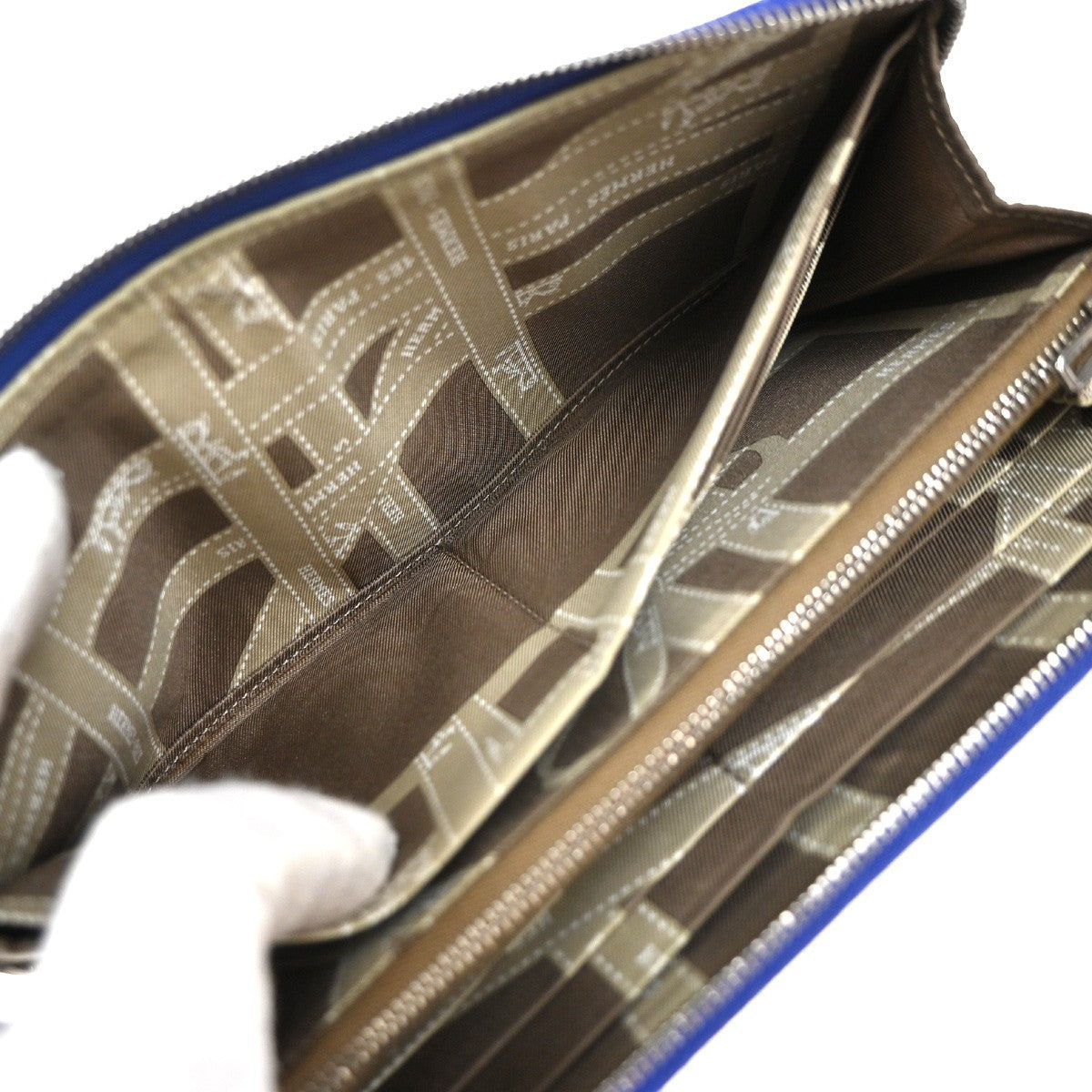 HERMES Azap Classique Long Zipper Wallet Silk In Epsom Leather Blue SHW 36RP162