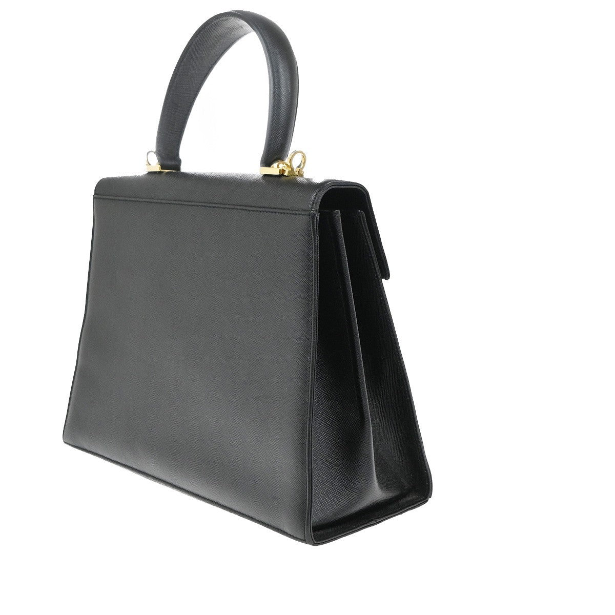 SALVATORE FERRAGAMO Logo Gancini Mini Hand Bag Leather Black GHW Italy 38EG303
