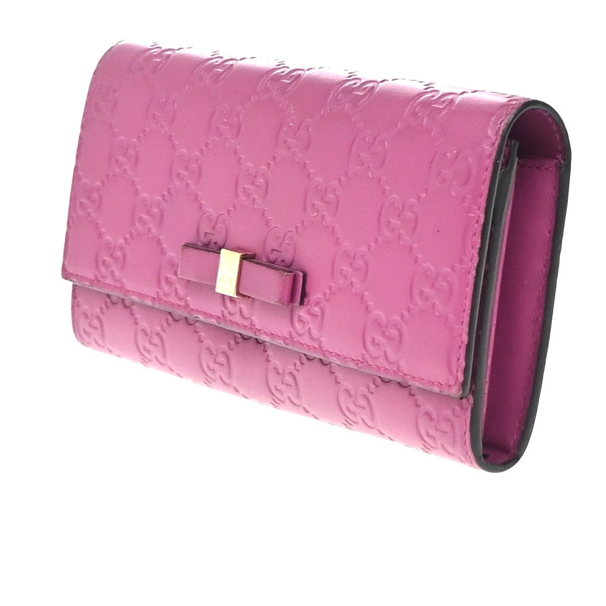 GUCCI Logo Guccissima GG Pattern Long Bifold Wallet Leather Pink GHW 04KP280