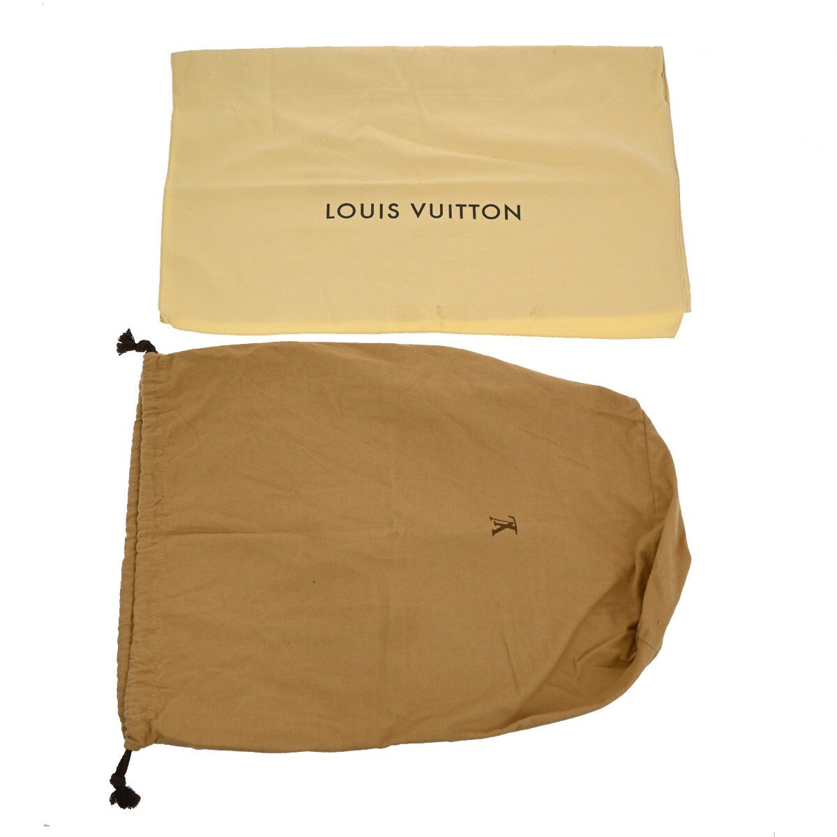 LOUIS VUITTON Logo 10 Set Dust Bag Drawstring Canvas Cotton Beige Brown 09FB552