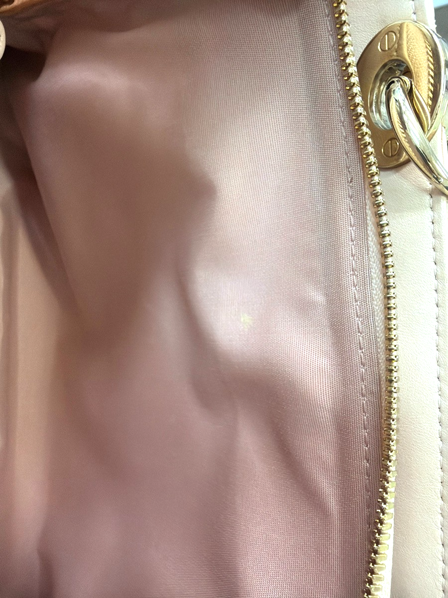 CHRISTIAN DIOR Logo Cannage Chain Shoulder Bag Leather Pink GHW Italy 689RL954