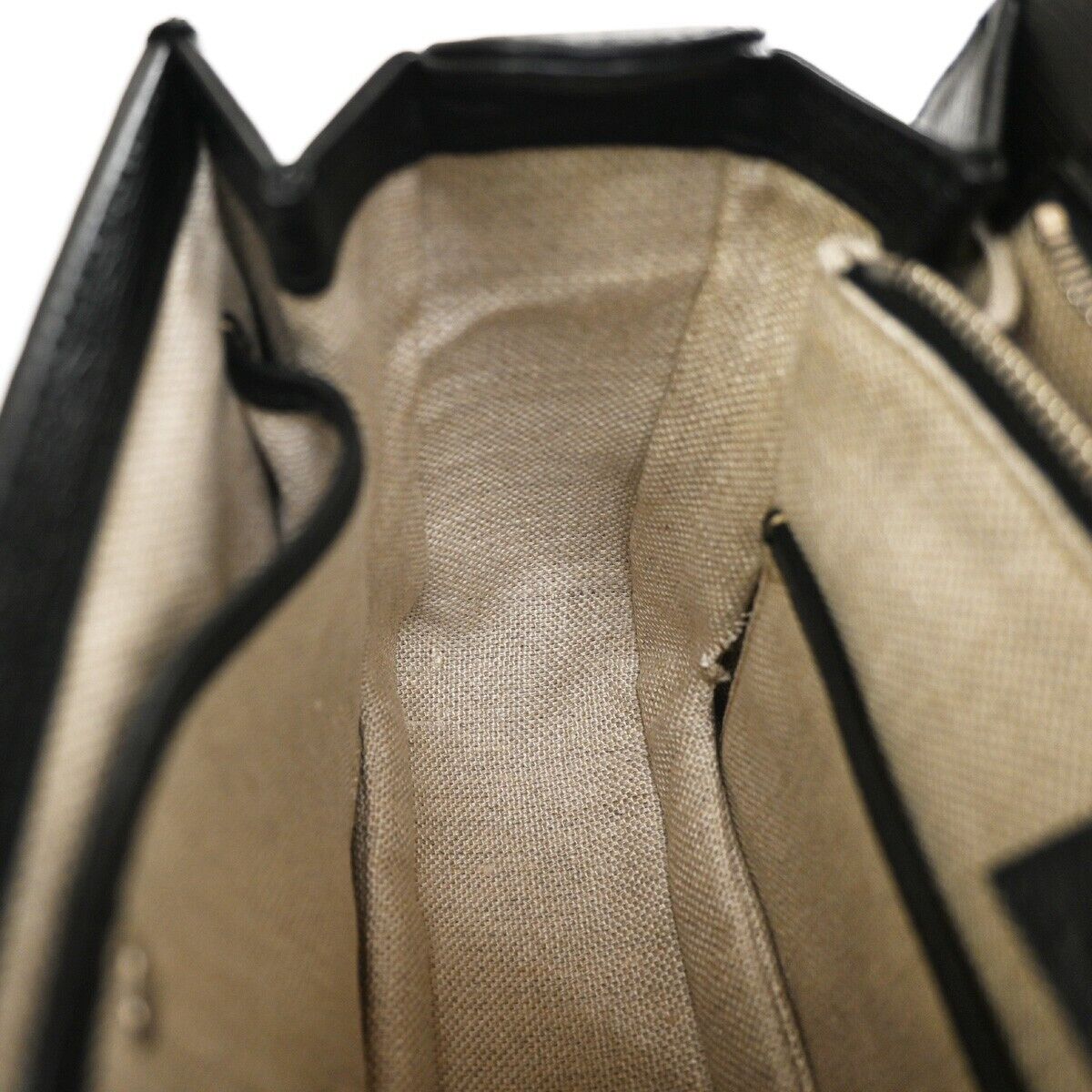 GUCCI Logo Bamboo 2Way Shoulder Hand Bag Leather Black Silver Italy 629RH724