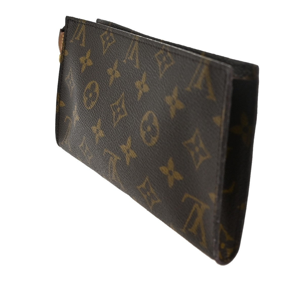 LOUIS VUITTON Logo BUCKET GM Pouch Bag Monogram Leather Brown France 05TA366
