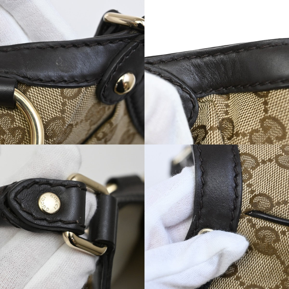 GUCCI Logo GG Diamante Sukey Shoulder Bag Charm Canvas Leather Brown 76FB714