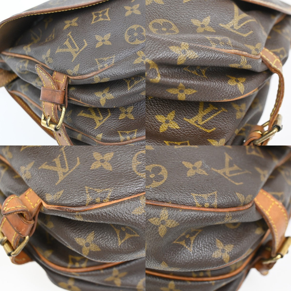 LOUIS VUITTON Logo Saumur 30 Shoulder Bag Monogram Leather Brown M42256 35ZA261