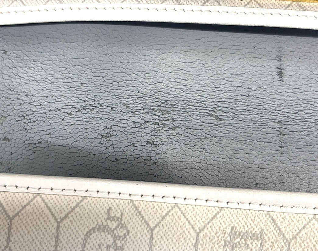 CHRISTIAN DIOR Honeycomb pattern Shoulder Bag PVC Leather White France 30MA503
