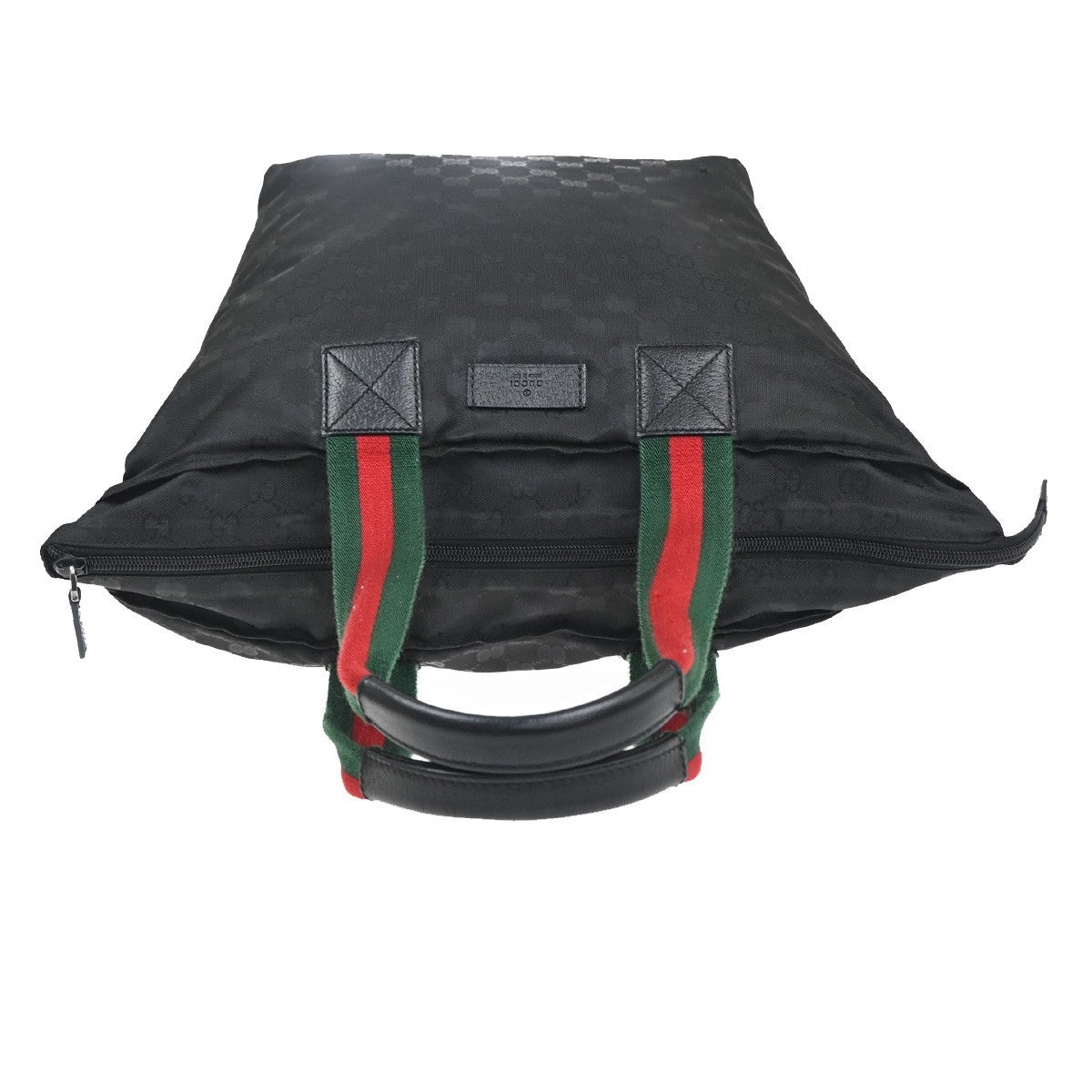 GUCCI Logo GG Pattern Sherry Travel Shoulder Bag Nylon Leather Black 64KC779