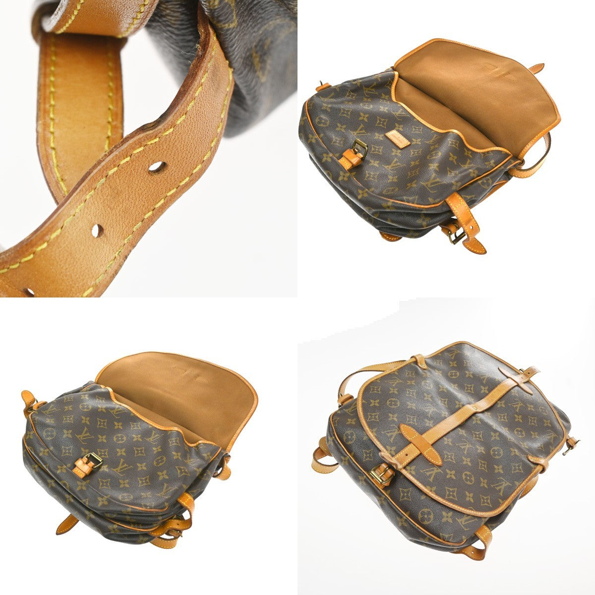 LOUIS VUITTON Logo Saumur 30 Shoulder Bag Monogram Leather Brown M42256 70CA884