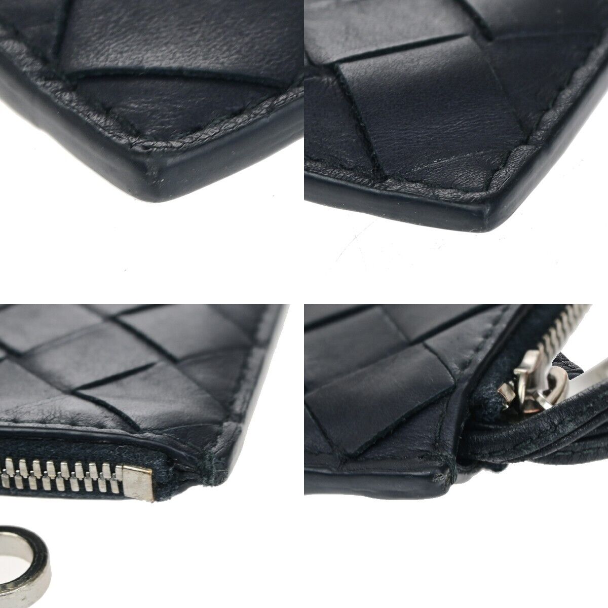 BOTTEGA VENETA Logo Intrecciato Coin Case Wallet Leather Black Italy 66EC617