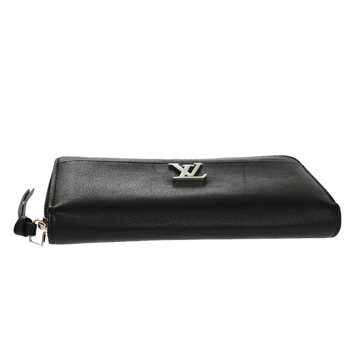 LOUIS VUITTON LV Logo Lockme Long Zipper Wallet Black Spain M62622 86GA837