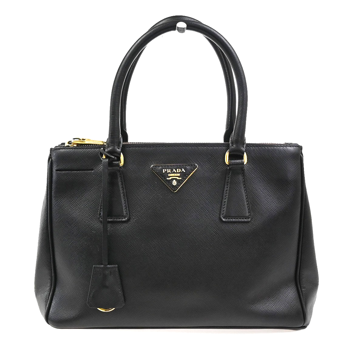 PRADA Logo Galleria Shoulder  Hand Bag Saffiano Leather Black GHW Italy 72YJ039