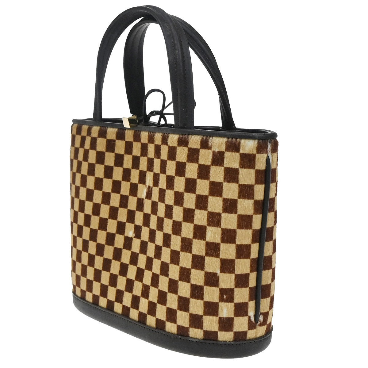 LOUIS VUITTON Sauvage Impala Hand Bag Damier Fur Leather Brown M92133 33EG038