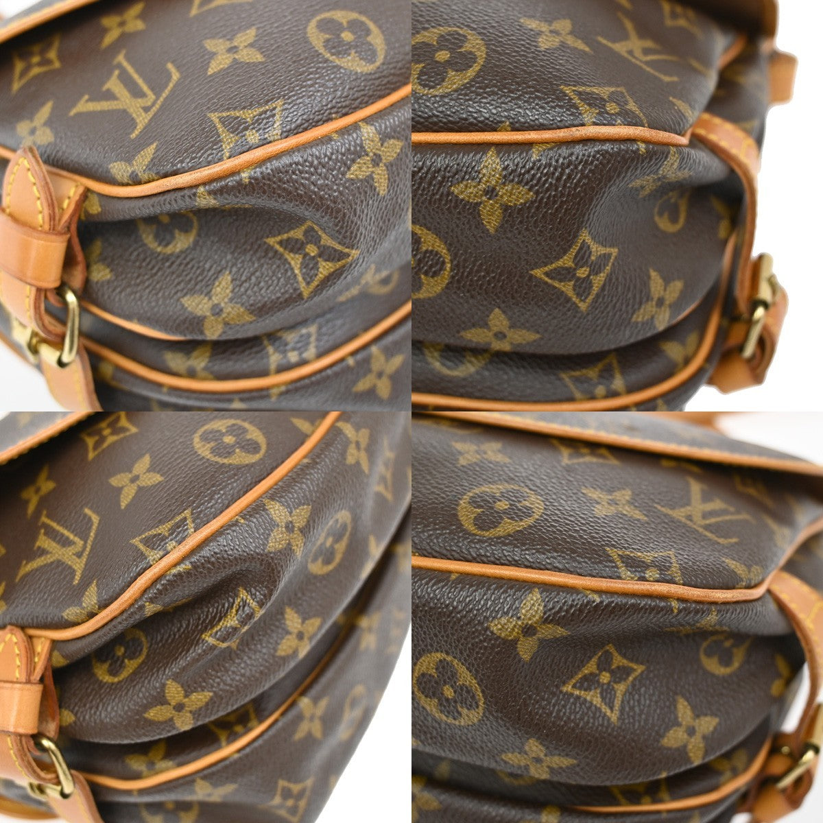 LOUIS VUITTON Logo Saumur 30 Shoulder Bag Monogram Leather Brown M42256 98TA025