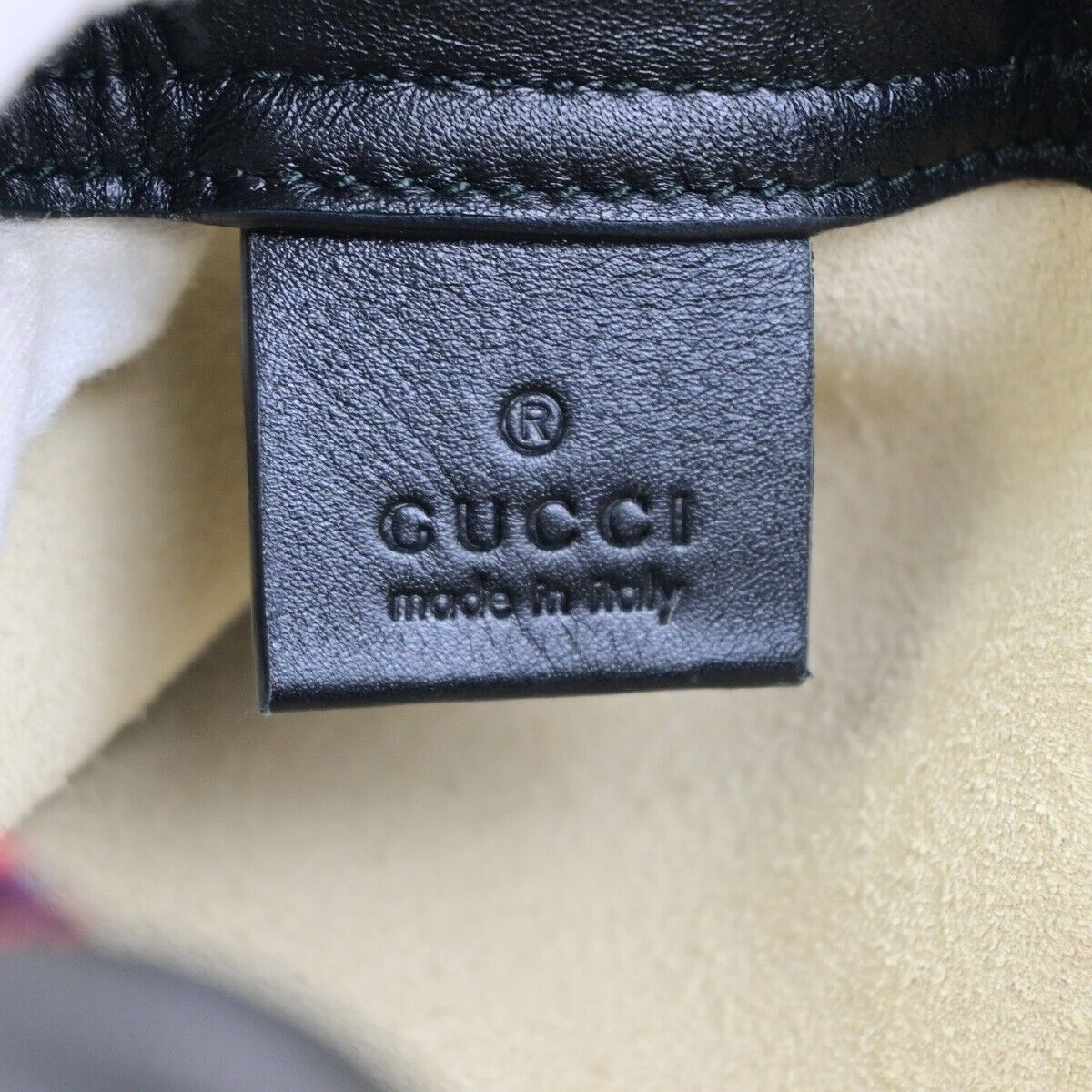 GUCCI GG Logo Print Drawstring Backpack Bag Leather White Italy 84FB214