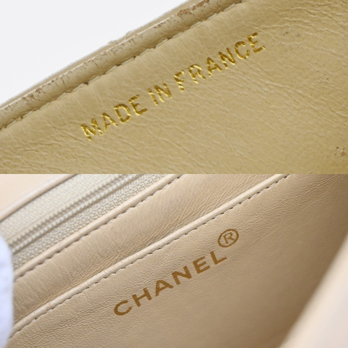 CHANEL CC Diana Matelasse 22 Chain Shoulder Bag Leather Beige Vintage 397RF995