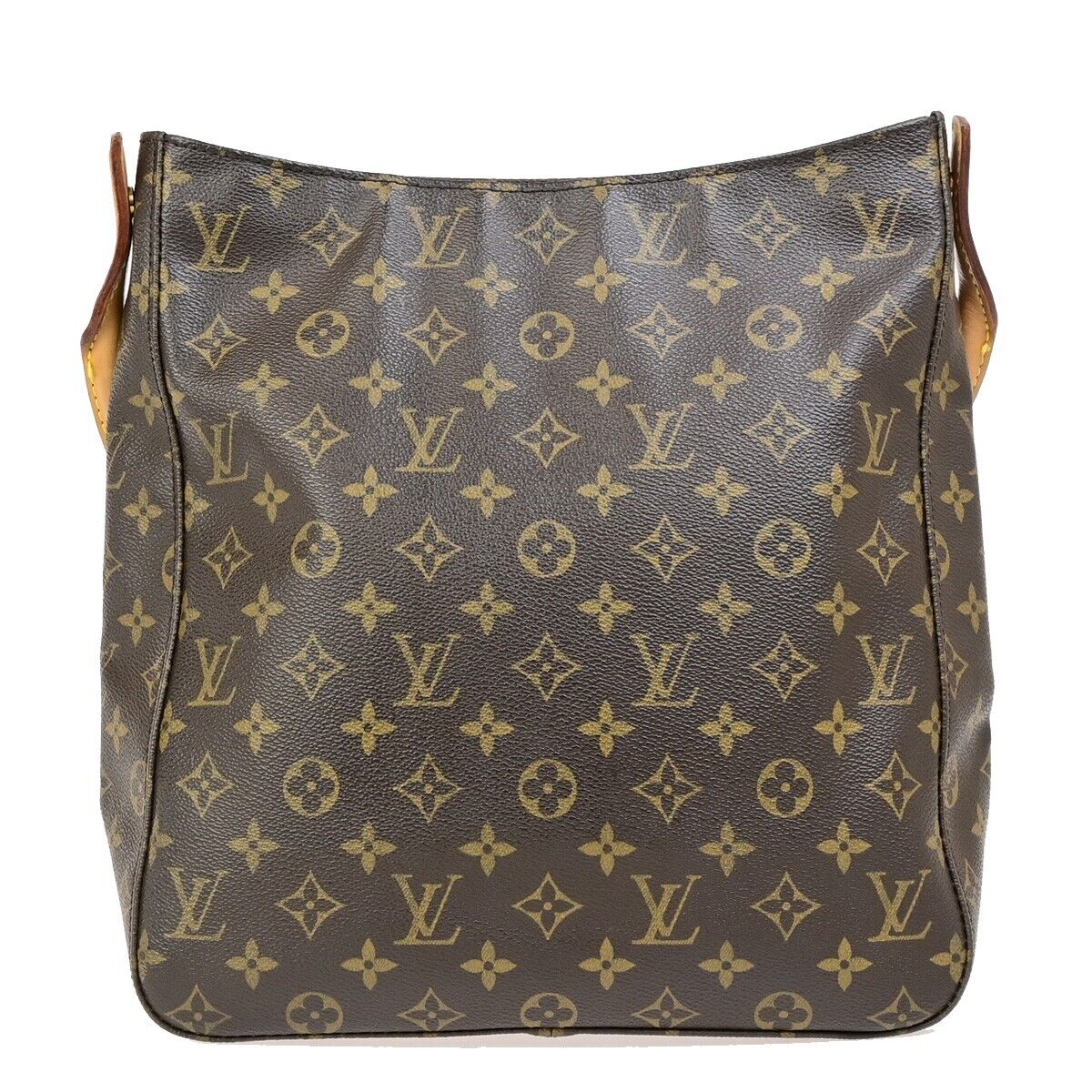 LOUIS VUITTON Logo Looping GM Shoulder Bag Monogram Leather Brown M51145 89ED212